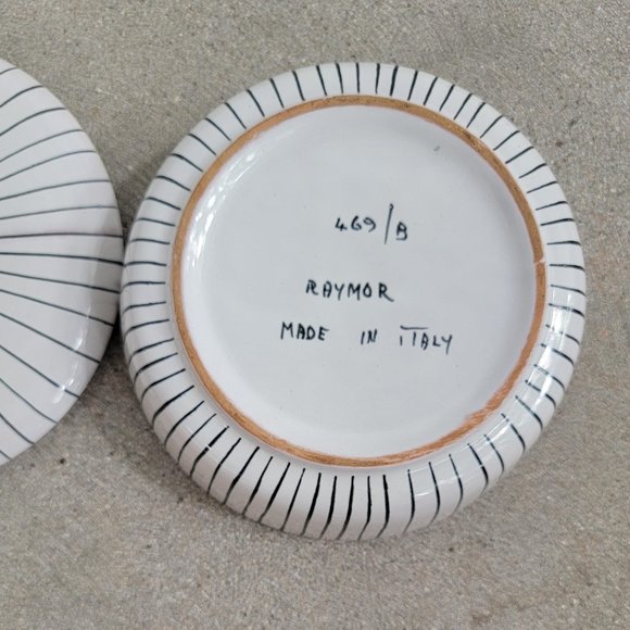 1960s Bitossi Raymor Italian Stripe Design Modern Ceramic Candy Dish With Lid - Picture 5 of 8